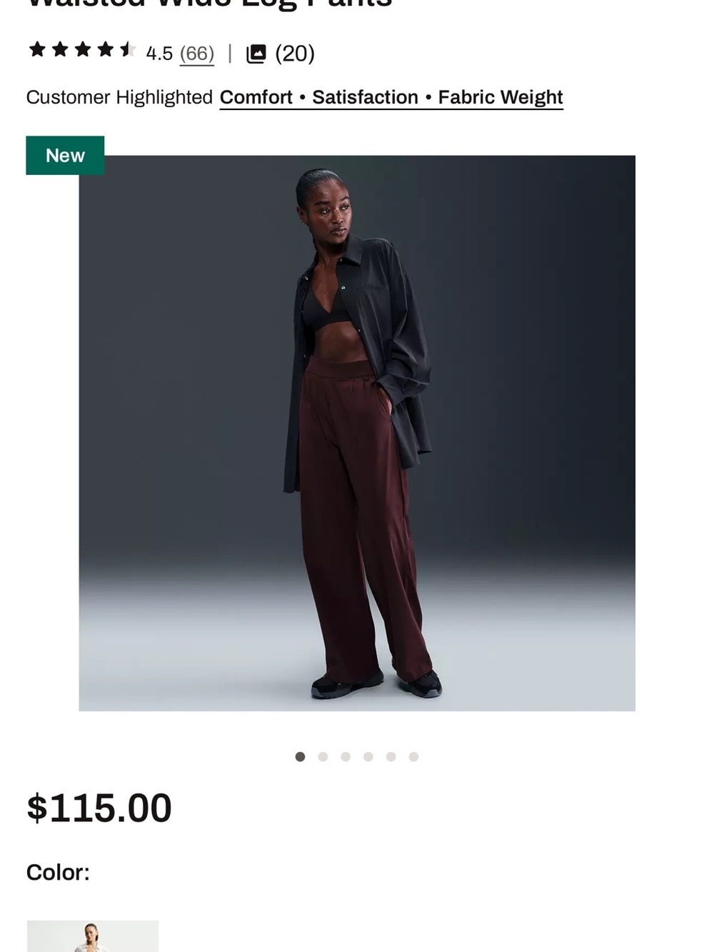 Nike 24.7 PerfectStretch Women’s Small Burgundy High Rise Wide Leg Pants NWT
